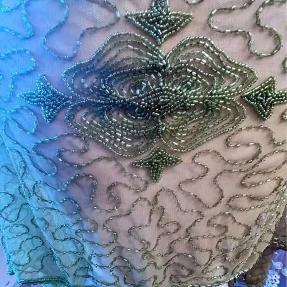 Exquisitely Beaded Chic 1930’s inspired Olive Beaded Scarf